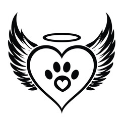 Angelic ,Cat  Paw Print with Wings