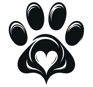 Elegant Dog Paw Print with Floral Accents