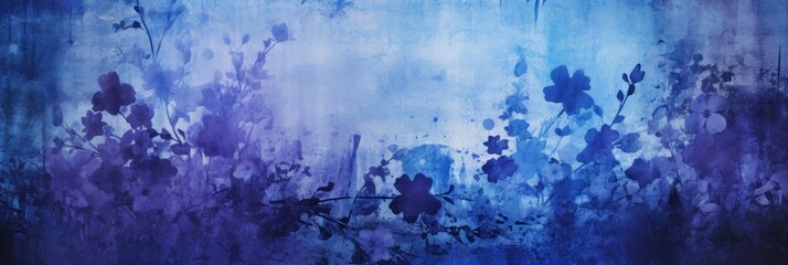 cobalt abstract floral background with natural grunge textures