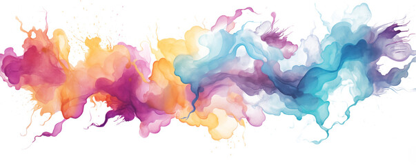 Abstract banner background colorful watercolor stain isolated on a transparent