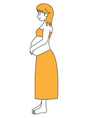 大きなお腹を手で抱えた妊婦