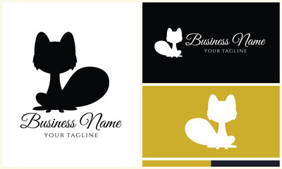 silhouette fox vector logo template