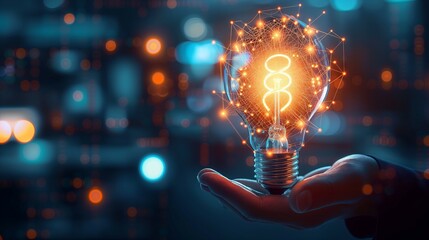 Futuristic Strategy business planning ideas : Glowing Light Bulb