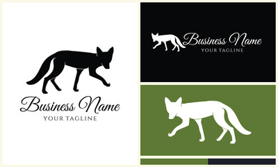 silhouette fox vector logo template