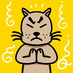 cartoon cat on yellow background