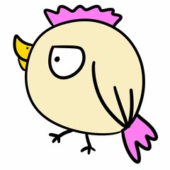 cute bird doodle cartoon on white background