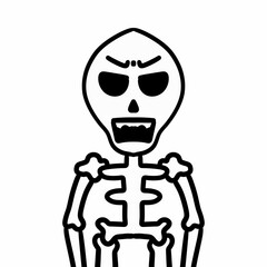 halloween skeleton with skull cartoon icon