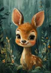 fawn woods flowers plants design smiled face clear background fluffy highly princess black small nose aliased