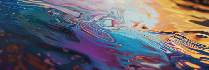 Fototapeta na wymiar abstract of oil spill on surface water background, generative AI