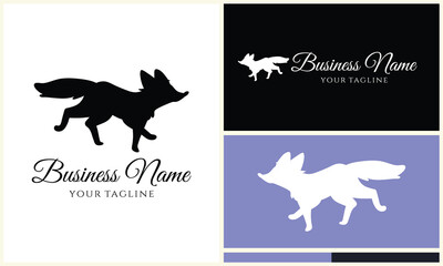 silhouette fox vector logo template