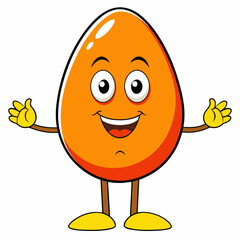 Cheerful Easter Egg Cartoon Smiling with Joy: Vector Illustration of a Happy and Funny Egg Character, Perfect for Fun and Emotion-themed Designs