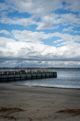 Fototapeta na wymiar Waterfront in Highlands, NJ during High Tide