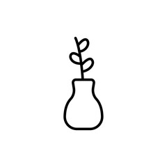 Flower vase outline icons, minimalist vector illustration ,simple transparent graphic element .Isolated on white background