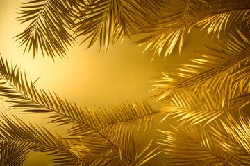 Obraz premium golden background with palm, golden palm leaves 