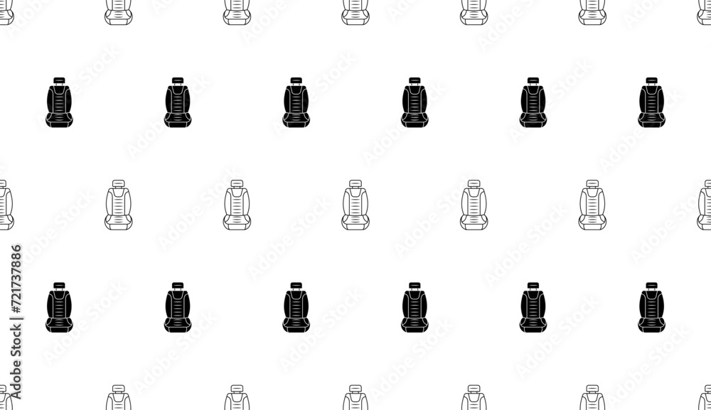 Wall mural car bucket seat icon seamless pattern y_2208001