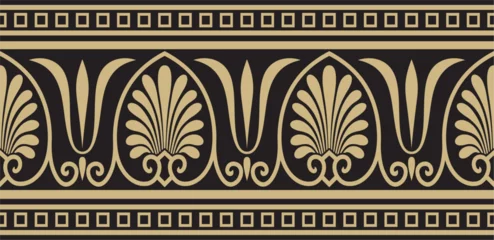 Poster Vector gold and black seamless classic greek ornament. Endless European pattern. Border, frame Ancient Greece, Roman Empire.. © Ana Lo