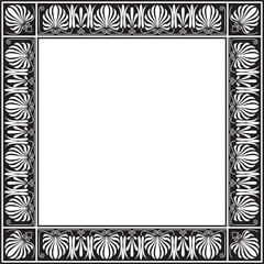 Vector monochrome black square classic greek ornament. European ornament. Border, frame Ancient Greece, Roman Empire..