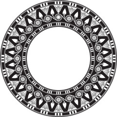 Vector round black monochrome Egyptian ornament. Endless circle border, ancient Egypt frame..