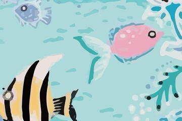 Watercolors and various flowers, marine creatures, and animals are beautiful