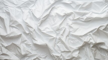 Crumpled white paper texture background - top view, abstract textured surface for creative design projects
