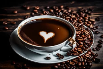 Papier Peint photo Lavable Café cup of coffee with heart