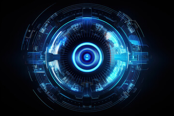 Fototapeta premium Futuristic technology interface with glowing lines and circles. 3d rendering. 