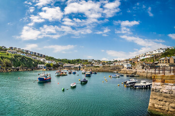  Mevagissey, Cornwall, UK - The outer harbour at Mevagissey, on the Roseland Peninsula. - obrazy, fototapety, plakaty