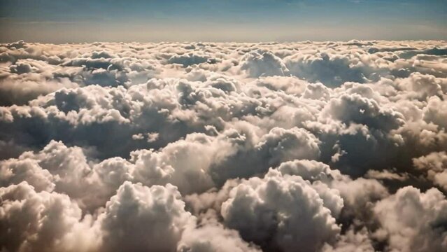 above the clouds in the sky, aerial view from airplane,  beautiful clouds scape with dark and white clouds,uds