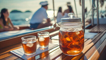 Orange cocktail by the sea. Oranges. Summer, beach and vacation.