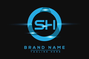 SH Blue logo Design. Vector logo design for business.