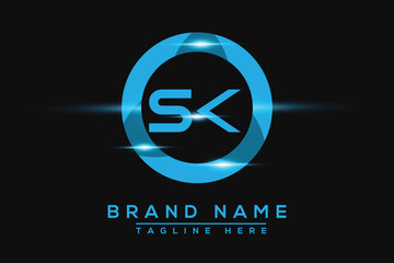 SK Blue logo Design. Vector logo design for business.