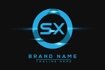 SX Blue logo Design. Vector logo design for business.