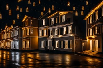old houses in the night