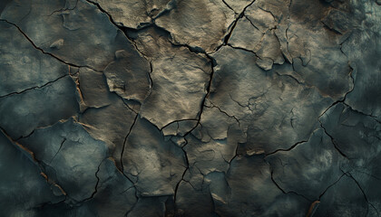 The ground has cracks in the top view for the background or graphic design with the concept of drought and death. Drought is the phenomenon of prolonged shortage of water. - obrazy, fototapety, plakaty