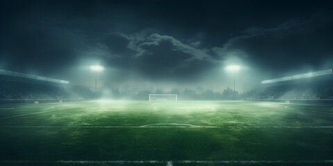 Soccer stadium arena with natural green grass. - obrazy, fototapety, plakaty