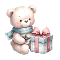 teddy bear with gift box