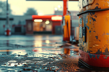Close up of a gas station. The fuel crisis continues and the cost of fuel is going up - obrazy, fototapety, plakaty