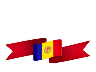 Andorra flag element design national independence day banner ribbon png
