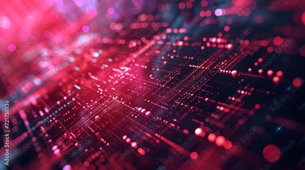 Wall mural fiber optics programming matrix digital numbers background with lots spots. geometrical information 