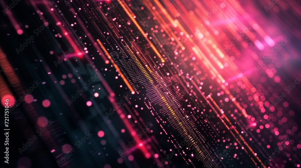 Wall mural fiber optics programming matrix digital numbers background with lots spots. geometrical information 