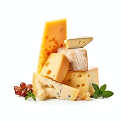 a cheeses, studio light , isolated on white background