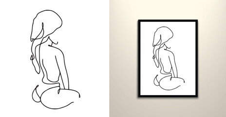 Woman figure line art drawing design 