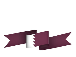 Qatar flag element design national independence day banner ribbon png
