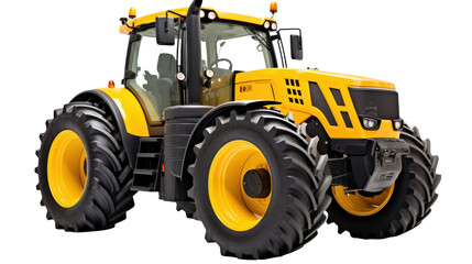 Obraz premium Yellow tractor isolated on transparent and white background.PNG image.