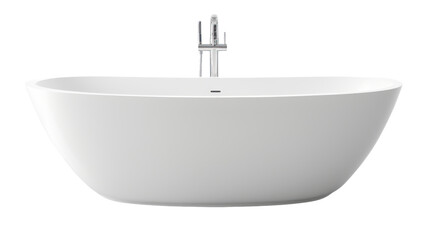 Modern clean ceramic bathtub isolated on transparent and white background.PNG image.