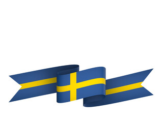 Sweden flag element design national independence day banner ribbon png
