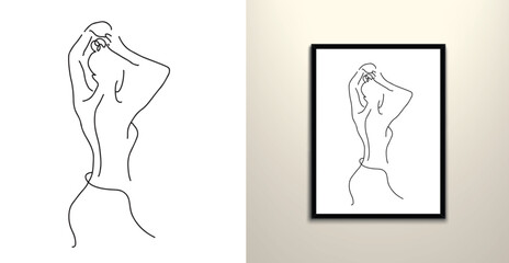 Woman figure line art drawing design 
