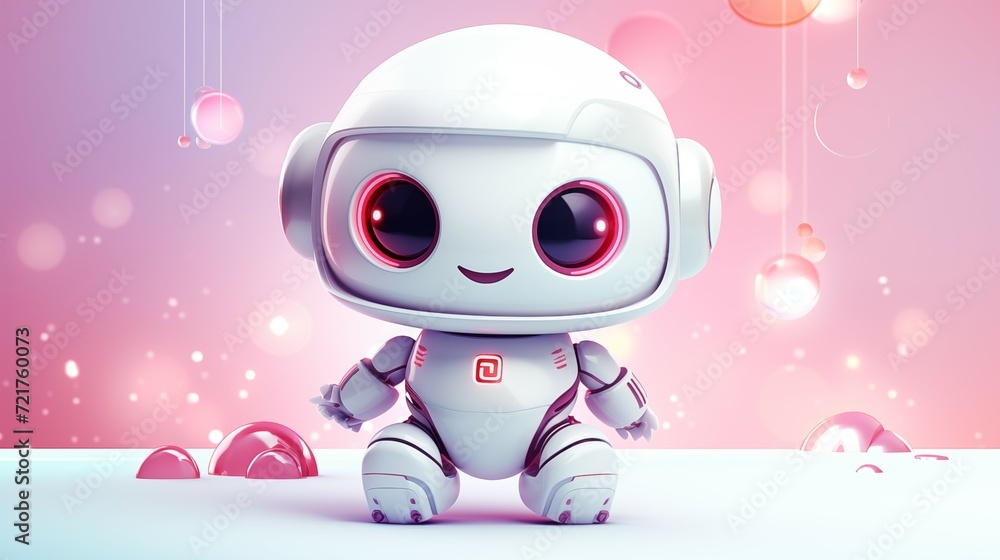 Poster 3d render of a robot with a digital technology concept.