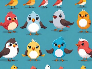 Seamless pattern with birds. Generative AI.