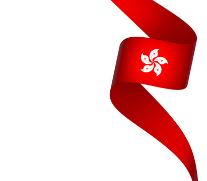 Hong Kong flag element design national independence day banner ribbon png
